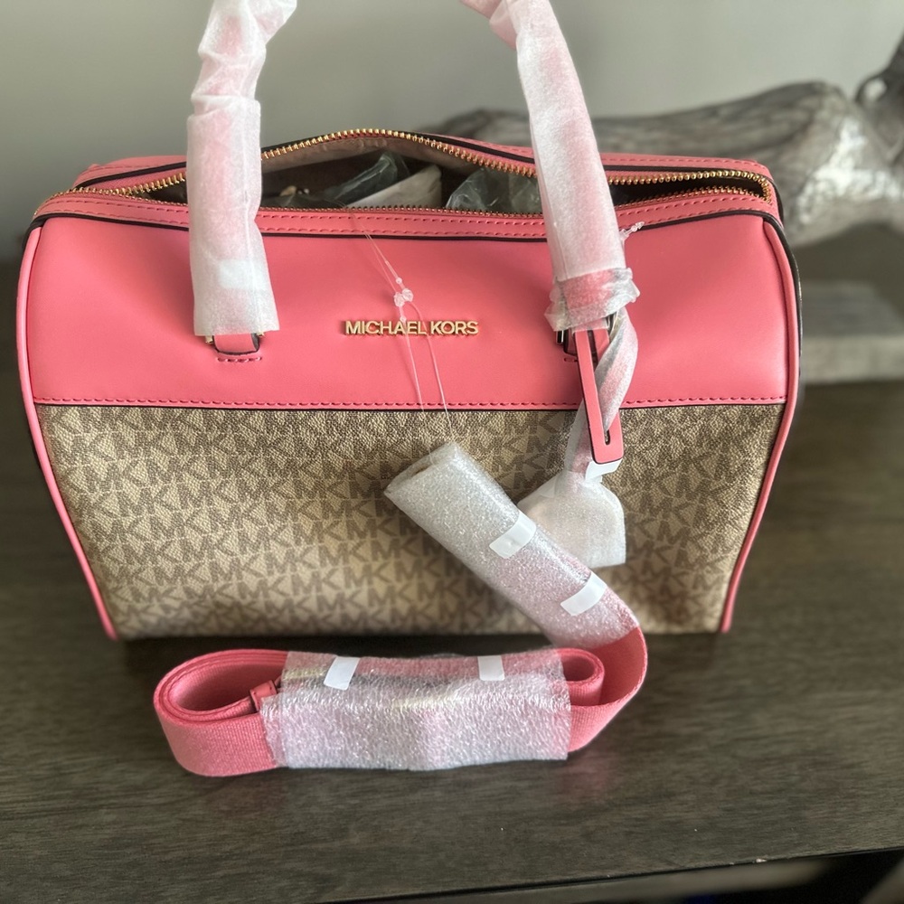 NWT -$678 Michael Kors Medium Satchel Crossbody Bag - Tea Rose - Picture 3 of 5